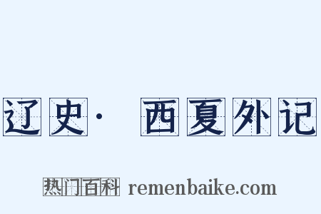 辽史·西夏外记是什么意思的图片